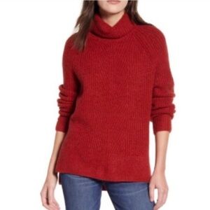 Madewell Turtleneck Sweater In Heather Ruby Size S